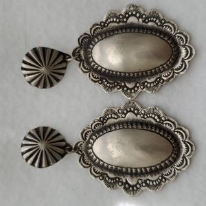 Vincent Platero Navajo Sterling Earrings Large Dangling Silver